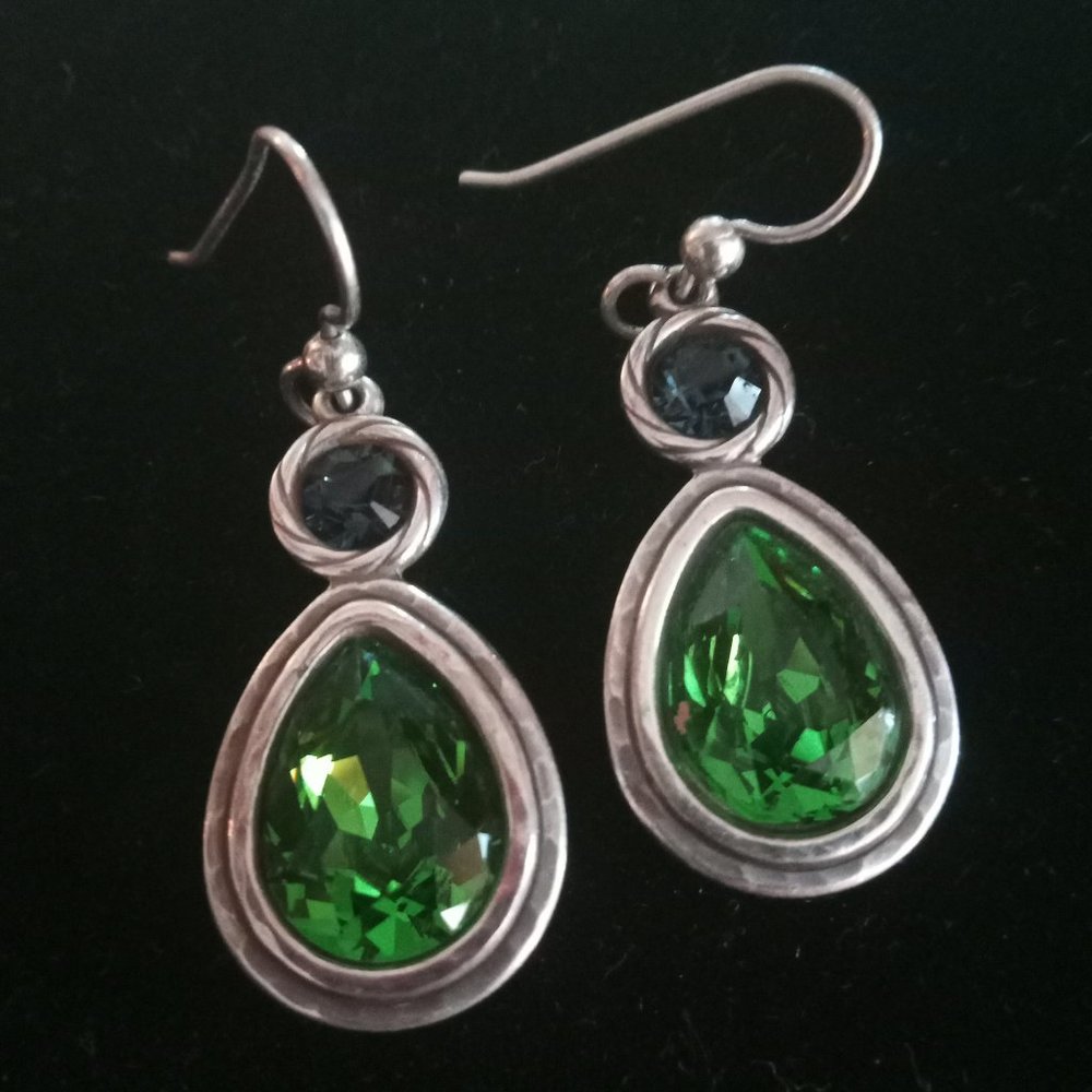 Sterling 925 teardrop Earrings Sapphire/Peridot